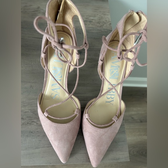 Sam & Libby Blush Mauve Heels with Ankle Tie and Zip Back Size 7 - Picture 6 of 9